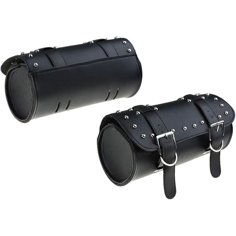 Sacoche Selle Moto Cuir PU - Sac Latéral Outils Universel Étanche Fixation Sangle
