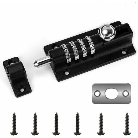 Verrou de Porte à Code, 4 roues recodables Verrouillage Portail Résistant à l'eau Combinaison sans Clé Serrure avec vis unidirectionnelles haute sécurité pour hangars/granges (1/4)
