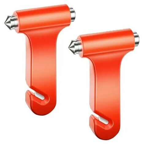 Marteau de sécurité de voiture, lot de 2 outils d'évacuation d'urgence pour fenêtre de voiture, marteau brise-vitre 2 en 1 et coupe (1/5)