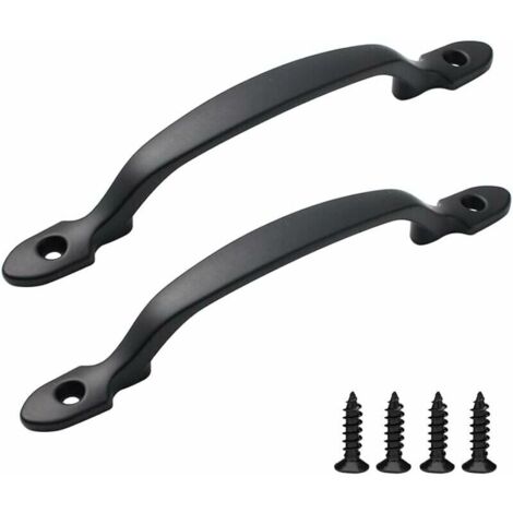 Poignée Meuble 2 Pièces Poignée de Traction de Porte Poignée de Porte d’Armoire Poignee Porte Coulissante avec Vis Poignées Noires pour Porte de Grange Armoires Jardin Remise (Noir) (1/5)