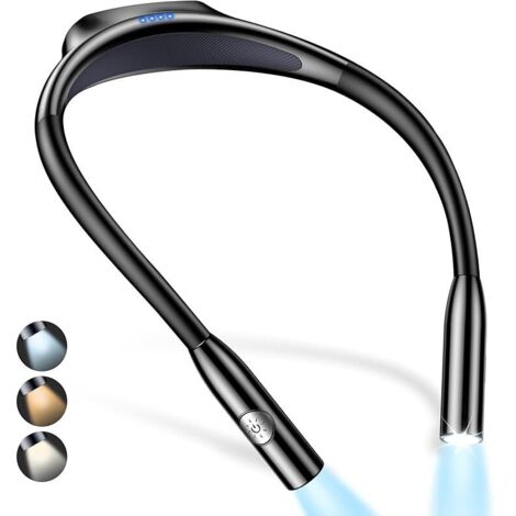 Gritin Lampe d'établi de Cou Rechargeable, Liseuse Lampe pour Lire au Lit-Gradation en Continu & 3 Couleurs Protection des Yeux avec Fonction Mémoire, 80H+Autonomie, Cou Ergonomique &