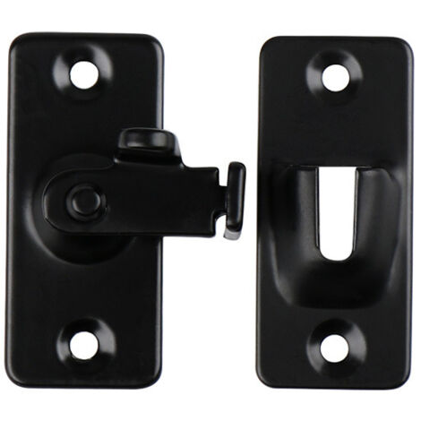 Petit verrou de porte Canggu à 90 degrés, verrou de porte à angle droit, verrou de porte coulissante, verrou de porte coulissante, loquet de porte à boucle (Noir) (1/4)