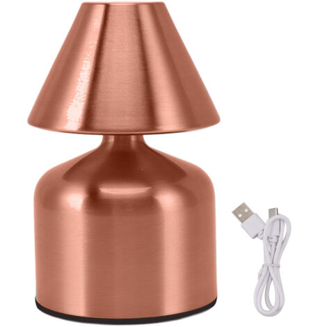 Jeffergarden Lampe de bureau tactile à gradation continue 3W, 1800mAh, sans fil, 3 couleurs, Rechargeable, lampe de chevet, de bureau, pour Bar, or Rose