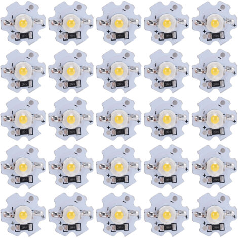 Jeffergarden 25pcs 5V puces LED 200LM 3W perles de lampe LED haute puissance pour luminaires bricolagelumière naturelle 40004500K