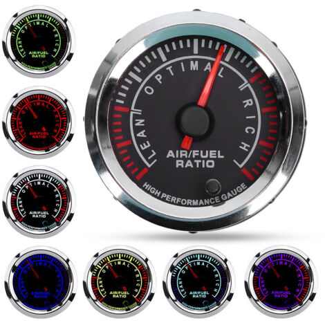 Jeffergarden Jauge de rapport de carburant d'air 2in 12V 7 couleurs LED compteur AFR professionnel de haute précision universel pour voiture (1/4)