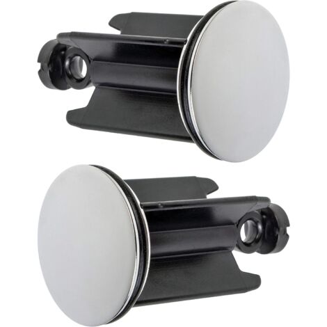 Bouchon de Lavabo de Salle de Bain Universel Ø 40 mm, Lot de 2, Bouchon d’évacuation Chromé, Constitué de Laiton, avec Joint en Caoutchouc, Bouchon Réglable en Hauteur, Bonde de Baignoire Antirouille (1/4)