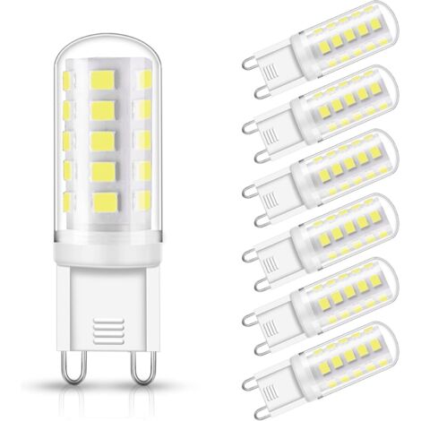 Ampoules Led G9, 3W équivalent à 30W Culot halogène 350 lm, Blanche Froide 6000K, Angle de rotation à 360 °, Not Dimmable, pour Ceiling Lighting,Kitchen,6 Pack [Classe énergétique A+] [Classe énergéti (1/4)