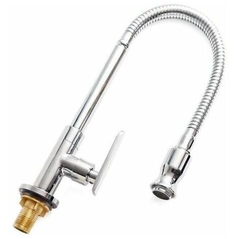 Robinet de cuisine extrieur 360 rotatif monotrou mitigeur robinet de cuisine eau froide robinet de buanderie (1/4)