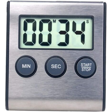 Mini minuterie numérique, format 24 heures, compte à rebours et chronomètre, pour la cuisine, le sport, les études, les réunions, le stationnement, le traitement médical Stainless Steel
