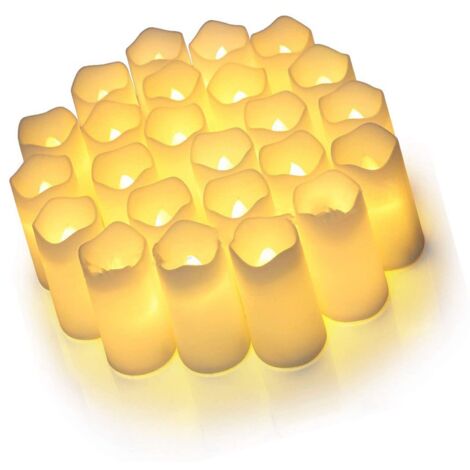 Jeffergarden 24 Pièces Bougies LED électriques sans Flamme Vacillante électrique Fausse Bougie en Plastique Composants électroniques Ensemble de Lumière de thé