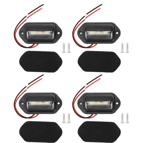 Jeffergarden Lampes de plaque d'immatriculation 12V 6LED, 4 pièces, lumière blanche haute luminosité, étanche pour voiture