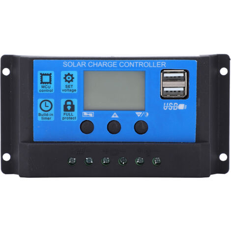 Jeffergarden Contrôleur de charge solaire automatique MPPT PMW haute puissance 5 V 3 A, sortie USB, écran LCD HD