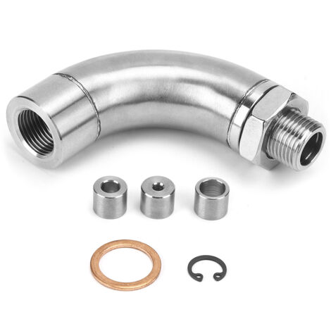 Jeffergarden Raccord de capteur d'oxygène, connecteur de rericteur de capteur d'oxygène en forme de J avec inserts de débit de gaz réglables Vérifier la lumière du moteur Éliminer (1/4)