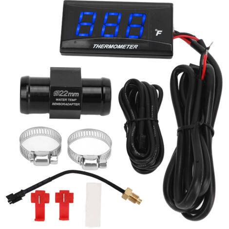Jeffergarden Jauge de Température de l'eau de Moto, Boîtier ABS DC12V M10 Jauge de Température de l'eau étanche Précise Ultra Mince pour Modification (Bleu)