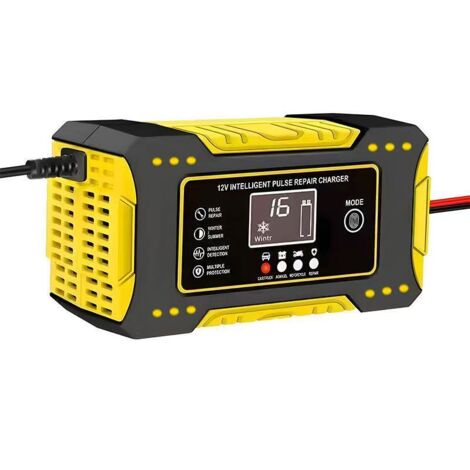 6V 12V BleuChargeur de batterie 12 V pour voiture, chargeur de batterie pour moto, chargeur de batterie 12 V 6 A compatible avec les batteries au plomb-acide