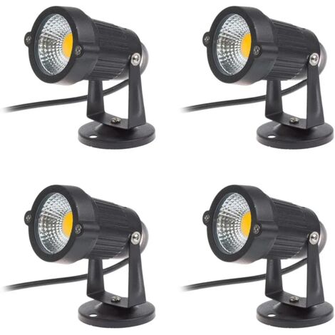 Memkey – Lot de 4 spots LED COB 5W 220V orientables – Aluminium noir – Norme IP65 pour extérieur – Lumière blanche chaude