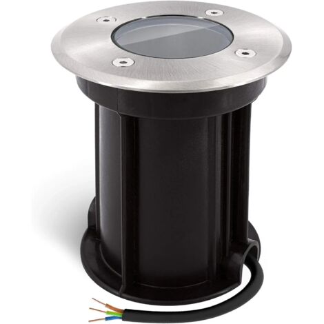 Boru Spot encastrable au sol rond pour GU10 - Aspect brossé - Câble IP67 préinstallé，Ø 110mm  130mm（Ampoule non incluse）