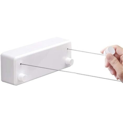 Corde à Linge rétractable, 4.2m Acier Inoxydable Fil a Linge Punch Gratuit rétractable Étendoir Séchoir à Linge avec Corde réglable Séchage des vêtements d'intérieur et d'extérieur,Blanc (1/5)