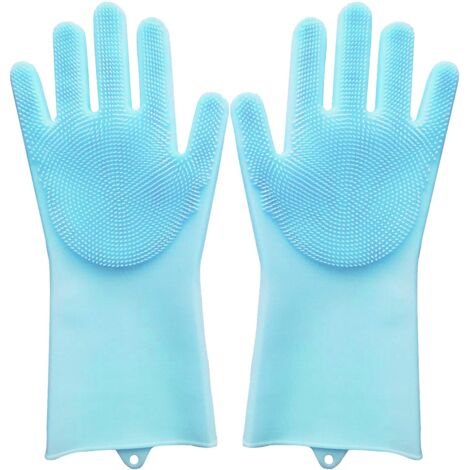 Gants de toilettage pour animaux de compagnie, gants de lavage en silicone résistant à la chaleur pour chien et chat avec dents haute densité et conception améliorée à cinq doigts, épilateur pour poil (1/5)