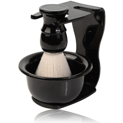 Ensemble de blaireaux de rasage avec support de rasage, bol de rasage et organisateur de tasses, décoration de salle de bain, ensemble de rasage noir (1/5)
