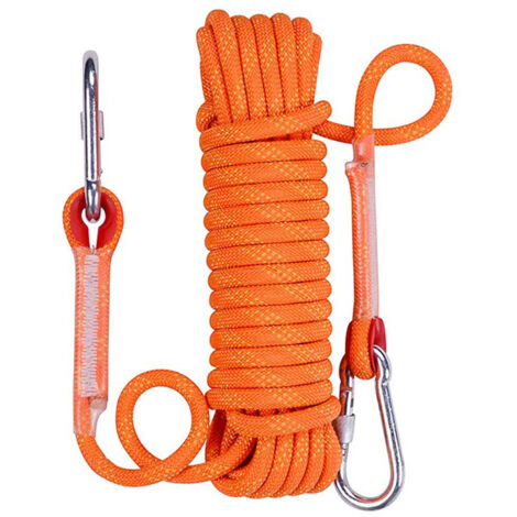 EGTink Corde D'escalade 10mm Avec 2 Mousquetons, Nylon Polyester Pour Alpinisme Et Sauvetage