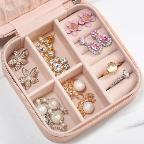 Boxudeli Boîte à bijoux en velours avec miroir, petite boîte de