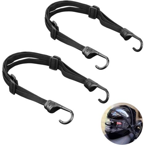 Pack de 2 sangles d'arrimage Sangles de bagage de vélo Sangles d'arrimage élastiques avec crochets Porte-bagages réglable Sangle de vélo pour casque de moto Bagage de vélo Noir (1/5)