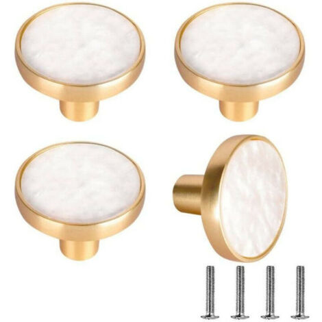 4pcs Tiroir de Poignée Porte 32mm Bouton de Meubles Unique Trou Rond Boutons de Tiroir Boutons de Porte, Poignées de Meuble pour Placard Armoire Cuisine Blanc (1/5)