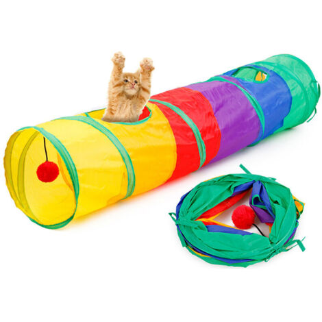 Jouet pour chat tunnel pliable pour chat, jouet caché pour jeu interactif pour chat, Ensoleillé (1/5)