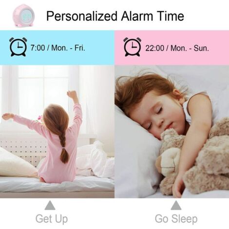 Réveil Enfant Lumineux Wake Up Light - Entraîneur De Sommeil Avec Compte à Rebours, USB, Snooze Pour Garçons Et Filles (Rose)