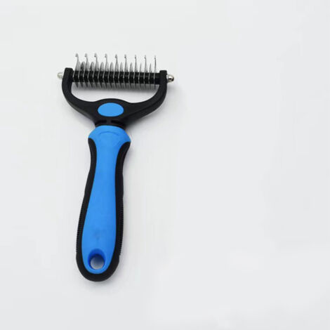 Brosse Chien Brosse Chat, Peigne Déméloir Chien Professionnel et Brosse Chien Poil Long, Râteau de Toilettage pour Chien et Chat enlever le Sous-poil des Animaux de Compagnie(bleu) (1/5)