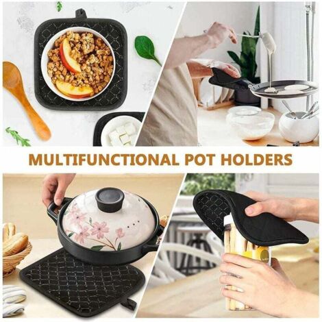 Lot De 4 Gants De Cuisine Et Maniques Résistants à La Chaleur Et