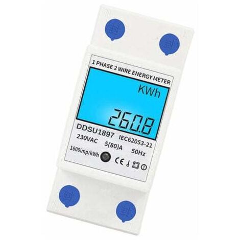Numerique Electrique Compteur D'Energie Monophase Sur Rail Din Compteurs D'Electricite Une Deuxieme Phase De Fil Multifonction Compteur Electrique - Blanc, Avec Retroeclairage (1/5)