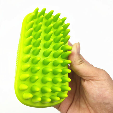 Brosse de shampoing en silicone pour animaux de compagnie Brosse de bain en silicone pour animaux de compagnie, chien, chat (vert) (1/5)