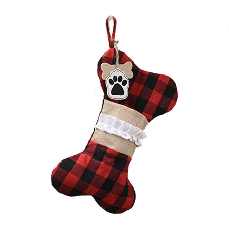 autres décorations de noël bas de noël suspendus bas de noël décorations de noël(Chaussettes Os Vichy) (1/5)