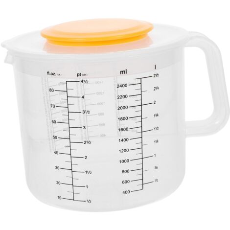 Bécher bécher 2,5 litres tasse à mesurer de cuisson avec balance bol à salade avec couvercle outil de mesure de cuisson (blanc)