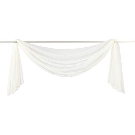 Lot de 1 cantonnière en voile transparent - Pour chambre à coucher, salon, mariage - Blanc crème - 140 x 300 cm-Ensoleillé (1/4)