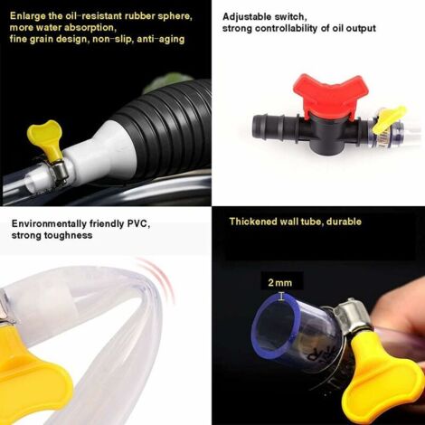 Pompe Manuelle Carburant 2M - Pompe à Eau Siphon Transfert Universelle Avec Colliers