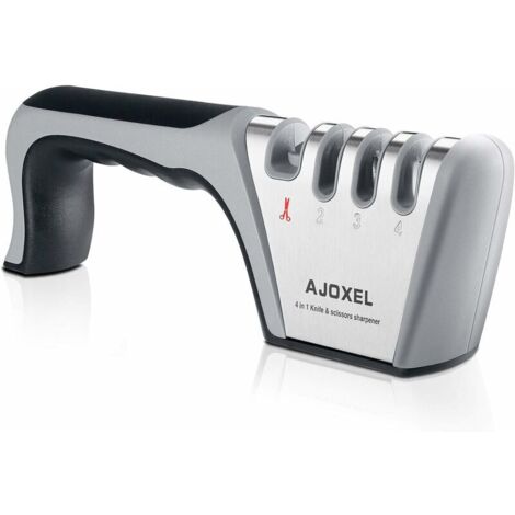 Aiguiseur Couteaux Professionnel, 4-en-1 Aiguiseur de Cuisine Affuteur Couteau et Ciseaux, Knife Sharpener avec Gomme antidérapante pour Couteaux en INOX et Céramique (1/5)