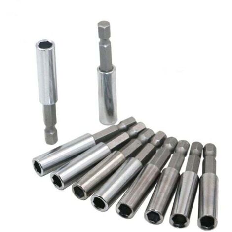 Promotion Porte Embout Magnetique Lot de 10 pcs Extension Embout Tournevis 1/4" Hex Tige Outil Electrique 60mm (1/5)