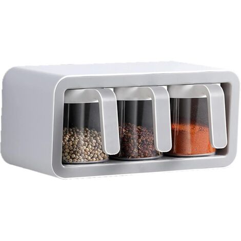 Assaisonnement Box, boîte à épices de Cuisine Murale, boîte à épices de Rangement à Plusieurs Compartiments, Convient pour la Cuisine à Domicile, Bar, Barbecue, Pique-Nique (Gris 3)-Ensoleillé (1/5)