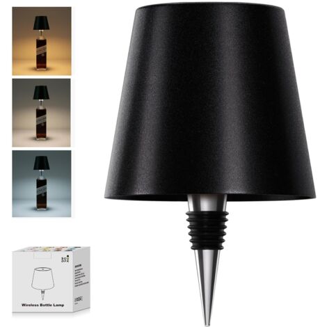 Présentoir de bouteilles de vin sans fil, présentoir de bouteilles de vin rechargeable 3 couleurs pour bars et restaurants (noir, 1 pièce) (1/5)