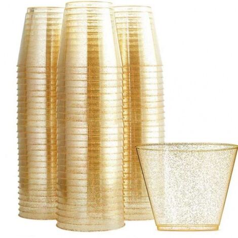 25 gobelets en plastique à paillettes 9 oz/270 ml gobelets en plastique réutilisables gobelets à paillettes élégants tasses de mariée tasses de fête recyclables (1/5)