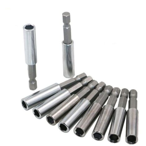 Promotion Porte Embout Magnetique Lot de 10 pcs Extension Embout Tournevis 1/4" Hex Tige Outil Electrique 60mm (1/5)