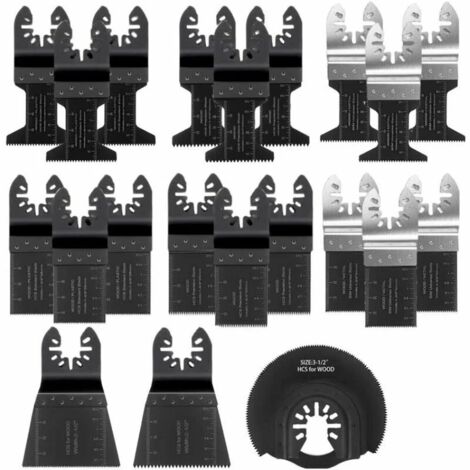 Lame de Scie Oscillante, 21PCS Mixte Outil Multi-Usage Kit, avec Accessoires de Universel Outil Multifonction Oscillant à Libération Rapide pour Coupe General Multi-Tool (Noir) (1/5)
