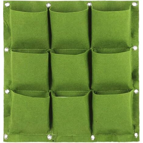 Sacs de plantes suspendus muraux, sacs de plantation verts verticaux, avec sac de plantes de jardin à 9 poches (1/5)