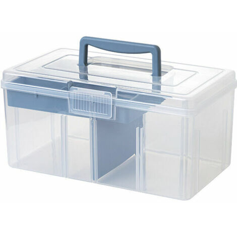 Boîte à médicaments portable, boîte de rangement multicouche bleue (1/5)