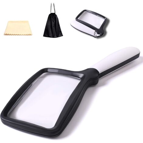 Loupe de lecture pliable avec lumière 5 LED grossissement 3 x avec 2 modes de gradation idéal pour lire de petites impressions, livres, faible vision, lire facilement la nuit