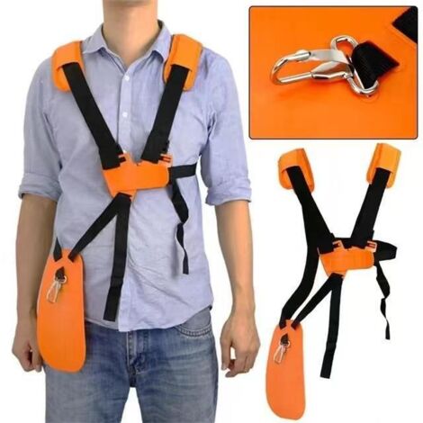Harnais Débroussailleuse- Bandoulière Double - Harnais de Doudeuse- pour Débroussailleuse, Tronçonneuse et Tondeuse à Gazon Compatible avec FS, Taille-Bordures série km,Orange (1/5)