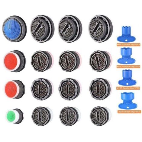 Lot de 16 Aérateur de Robinet,Aérateur de mousseur Robinet,Économiseur d'eau Embout Aérateurs de Robinet pour Mitigeur d'Evier de Cuisine et de Lavabo de Salle de Bain (M16/M18/M22/M24)